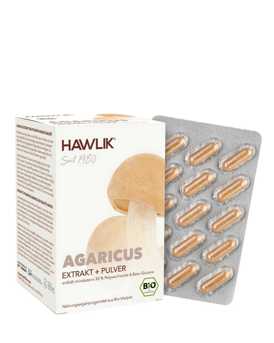 BIO Agaricus Extrakt + Pulver Kapseln